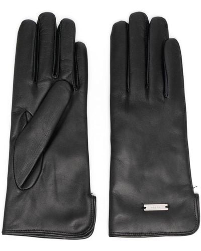 Kiton Logo-plaque Leather Gloves - Black