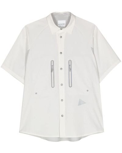 and wander Ripstop-detail Short-sleeve Shirt - White