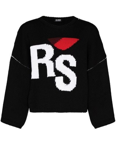 Raf Simons Logo-jacquard Oversized Wool Sweater - Black