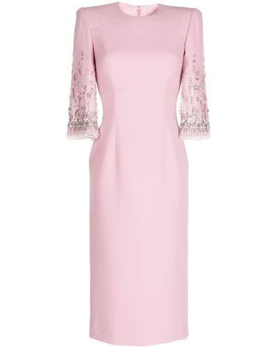 Jenny Packham Bergman Embellished Midi Dress - Pink