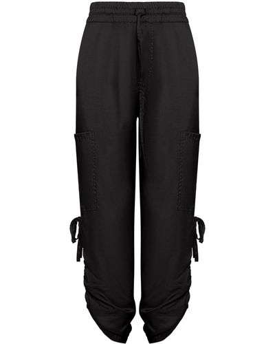 UMA | Raquel Davidowicz Adjustable Satin Sports Trousers - Black