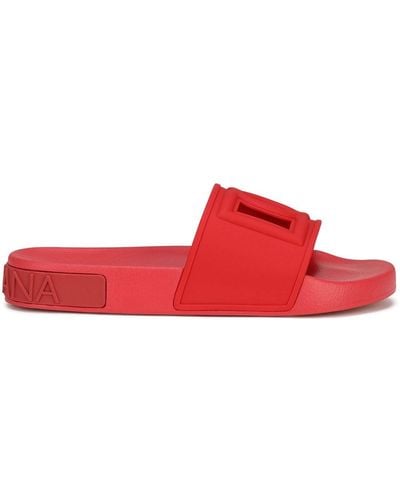 Dolce & Gabbana Slippers Met Logo-reliëf - Rood