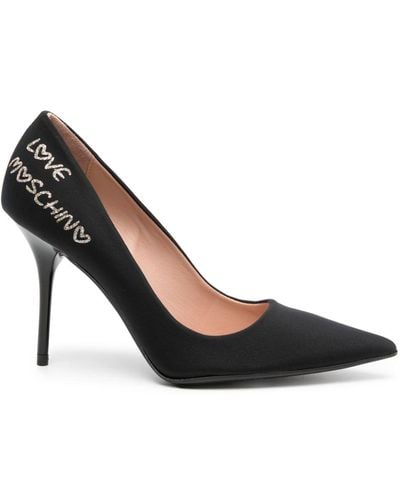 Love Moschino Logo-lettering 100mm Textured Pumps - Black