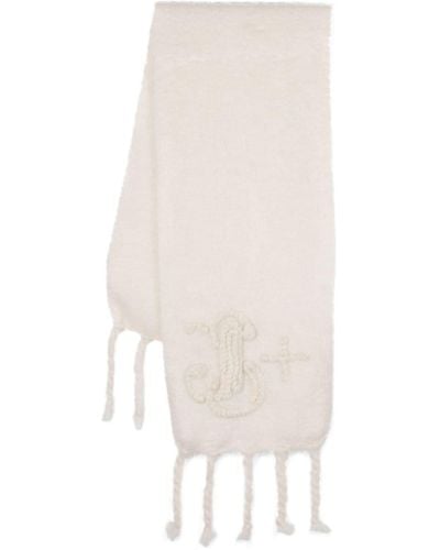 Jil Sander Logo-embroidered Mohair-wool Scarf - White