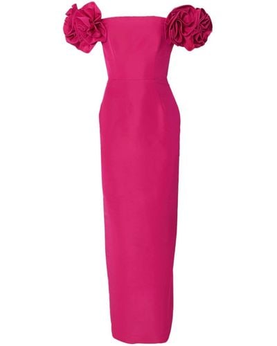 Carolina Herrera Off-shoulder Floral-appliqué Gown - Pink