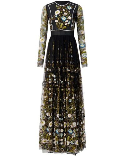 Giambattista Valli Ramages-embroidered Silk-tulle Gown - Black