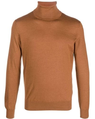 Zegna Roll-neck Fine-knit Sweater - Brown