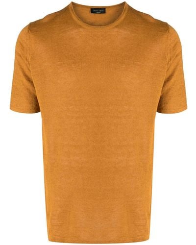 Roberto Collina Short-sleeve Linen T-shirt - Orange