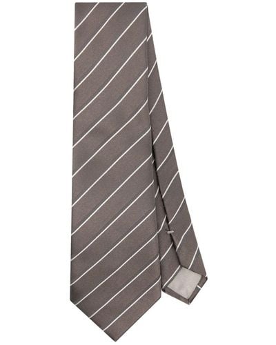 Giorgio Armani Gestreifte Krawatte aus Seide - Grau