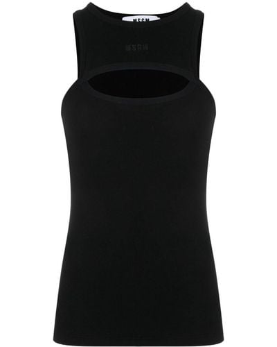 MSGM Cut-out Fine-ribbed Tank Top - Black