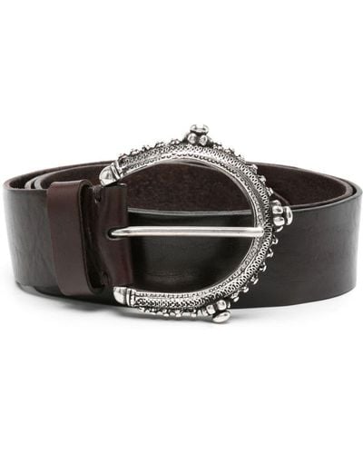 P.A.R.O.S.H. Buckle Leather Belt - Zwart