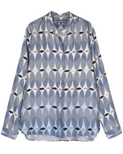 Lorena Antoniazzi Monogram-pattern Silk Shirt - Blue