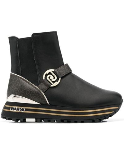 Liu Jo Maxi Wonder Leather Ankle Boots - Black
