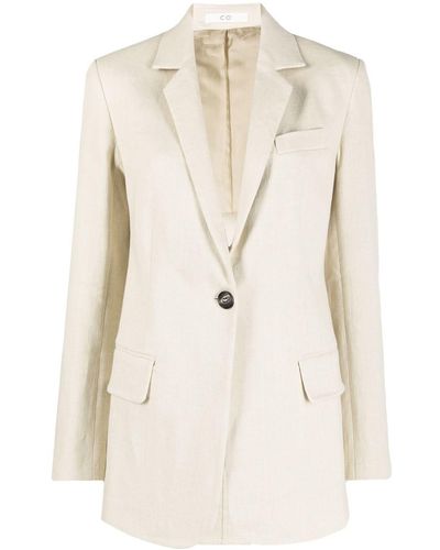Co. Fitted Single-breasted Suit Blazer - Natural
