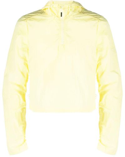 Rains Drawstring Cropped Hooded Jacket - Yellow