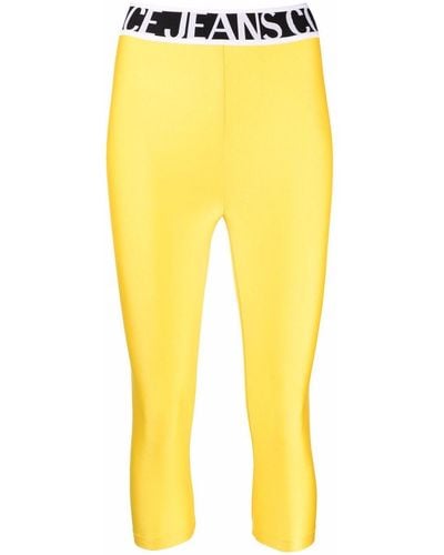 Versace Logo-waistband leggings - Yellow