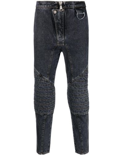 Balmain Ribbed Panel Slim-fit Jeans - Blue