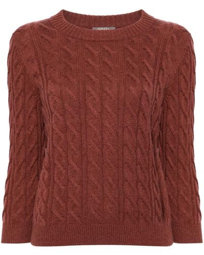 N.Peal Cashmere Kaschmirpullover mit Zopfmuster - Rot