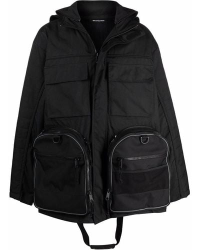 Balenciaga Transformer Gym Bag Parka Coat - Black