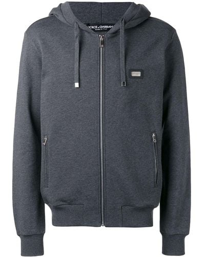 Dolce & Gabbana Zip-up Cotton Hoodie - Grey