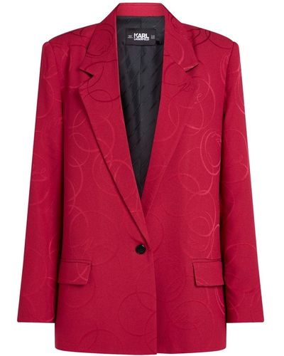 Karl Lagerfeld Blazer en satin à motif jacquard - Rouge