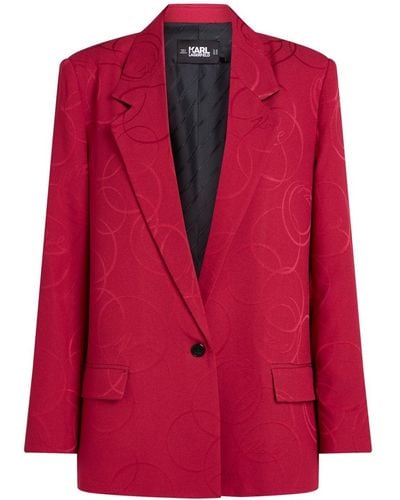 Karl Lagerfeld Blazer monopetto con motivo jacquard - Rosso