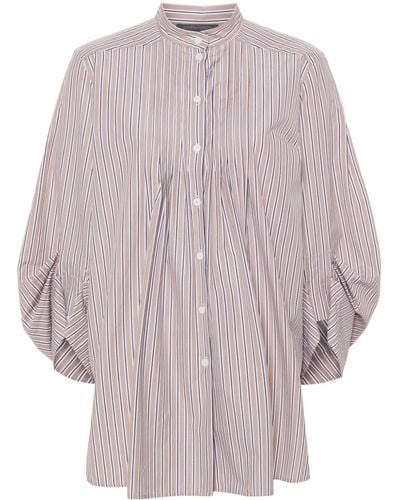 Alberta Ferretti Striped Cotton Shirt - Natural