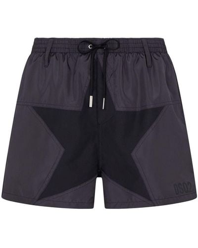 DSquared² Star-panelled Swim Shorts - Blue