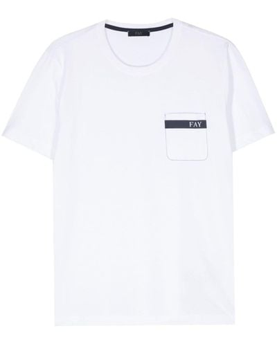 Fay Camiseta con logo estampado - Blanco