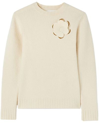 Jil Sander Floral-appliqué Sweater - Natural
