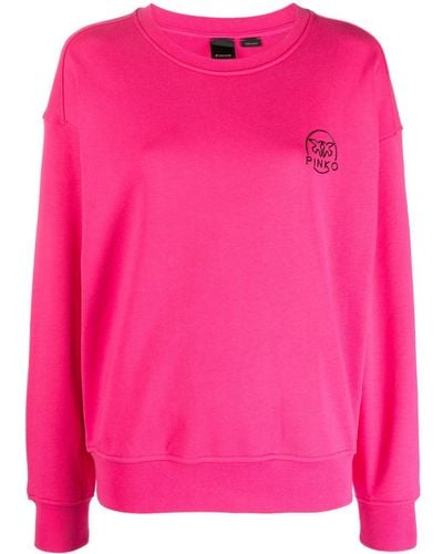 Pinko Love Birds-logo Cotton Sweatshirt - Pink