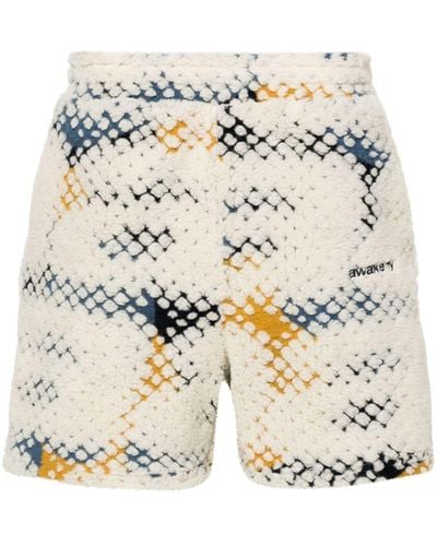 AWAKE NY Printed A fleece shorts - Weiß