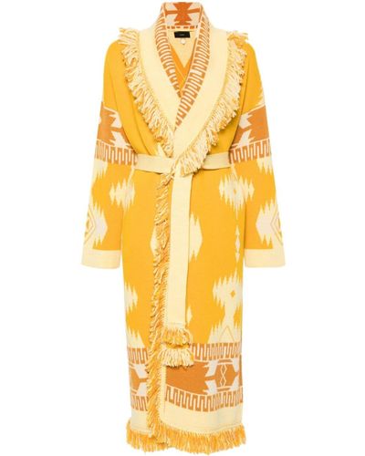 Alanui Icon-jacquard Virgin Wool Cardi-coat - Yellow