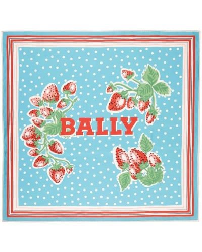 Bally Strawberry-print Silk Scarf - Blue