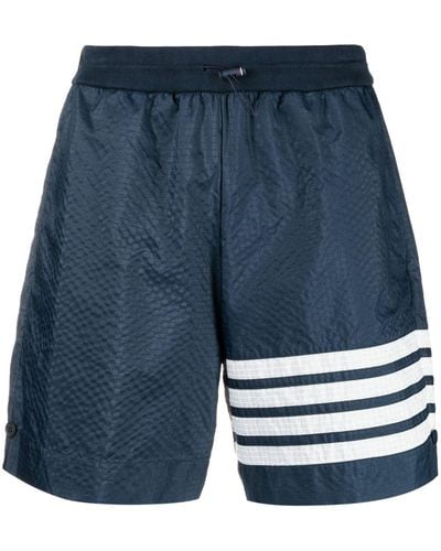 Thom Browne Pantalones cortos de deporte con motivo 4-Bar - Azul