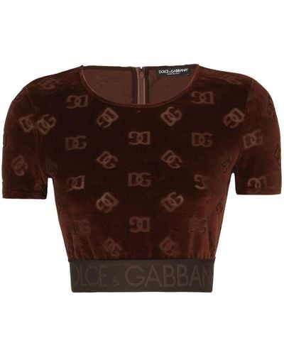 Dolce & Gabbana Monogram-jacquard Chenille T-shirt - Brown