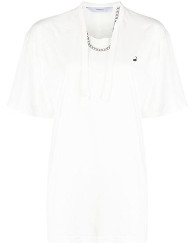 Pushbutton Camiseta oversize con collar estampado - Blanco