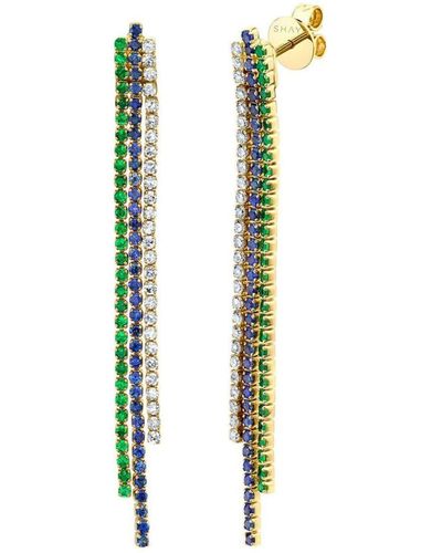 SHAY 18kt Yellow Gold Triple Thread Multi-stone Earrings - Metallic