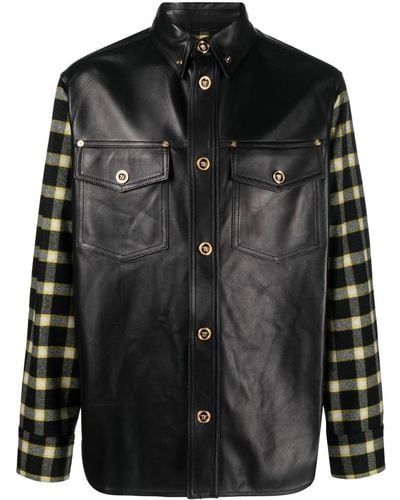 Versace Overhemd Met Geruit Vlak - Zwart