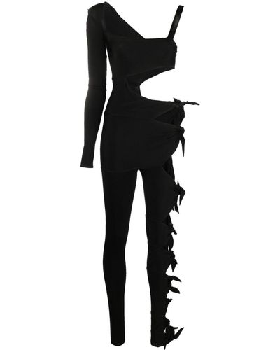 Roberto Cavalli Knot-detail Single-sleeve Jumpsuit - Black