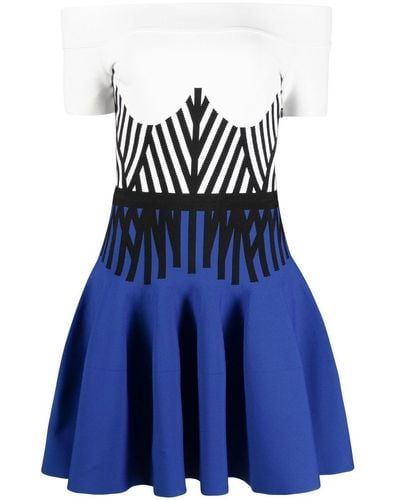 Alexander McQueen Short Jacquard Dress - Blue
