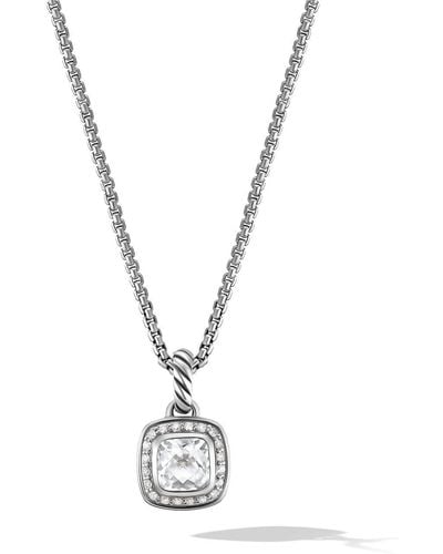 David Yurman Collar Petite Albion en plata de ley con diamante y topacio - Blanco