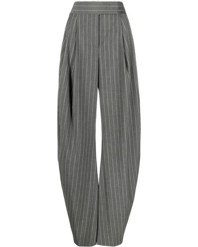 The Attico Pantalon de tailleur ample à fines rayures - Gris