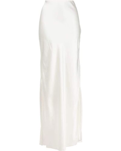 Saint Laurent High Waist Silk Maxi Skirt - Women's - Silk - White