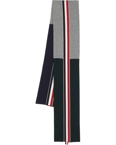 Thom Browne Tricolour Detail Knitted Scarf - White