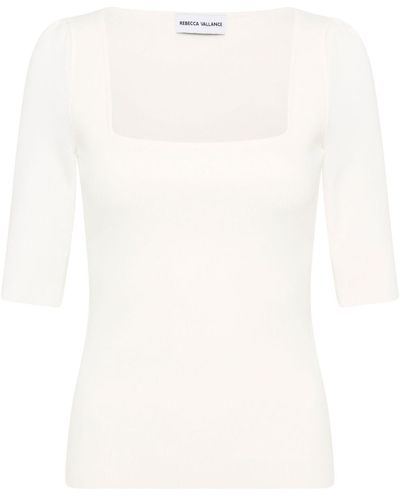 Rebecca Vallance Gaia Square-neck Knitted Top - White