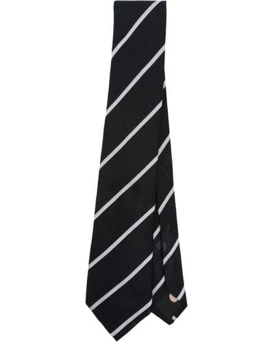 Paul Smith Striped Silk Tie - Black