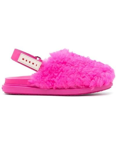 Marni Calf-Hair Mules - Pink