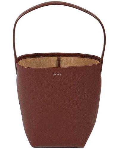 The Row Small N/S Park leather tote bag - Braun