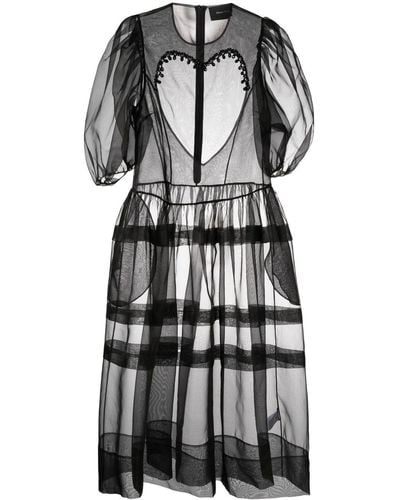 Simone Rocha Heart Cut-out Sheer Dress - Gray